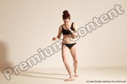 Underwear Martial art Woman White Moving poses Slim medium brown Dynamic poses Academic